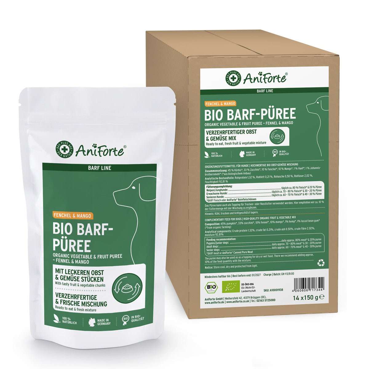 AniForte Bio BARF Püree "Fenchel & Mango" 14 x 150 g