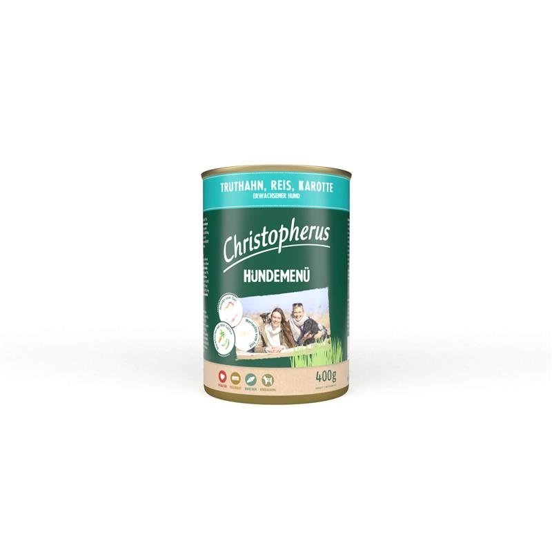 Christopherus Nassfutter Hundemenü Adult – mit Truthahn, Reis, Karotte 6x400g