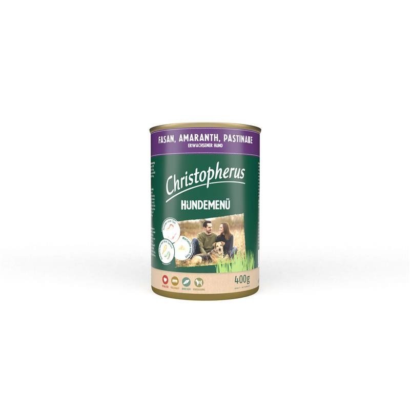 Christopherus Nassfutter Hundemenü Adult – mit Fasan, Amaranth, Pastinake 6x400g