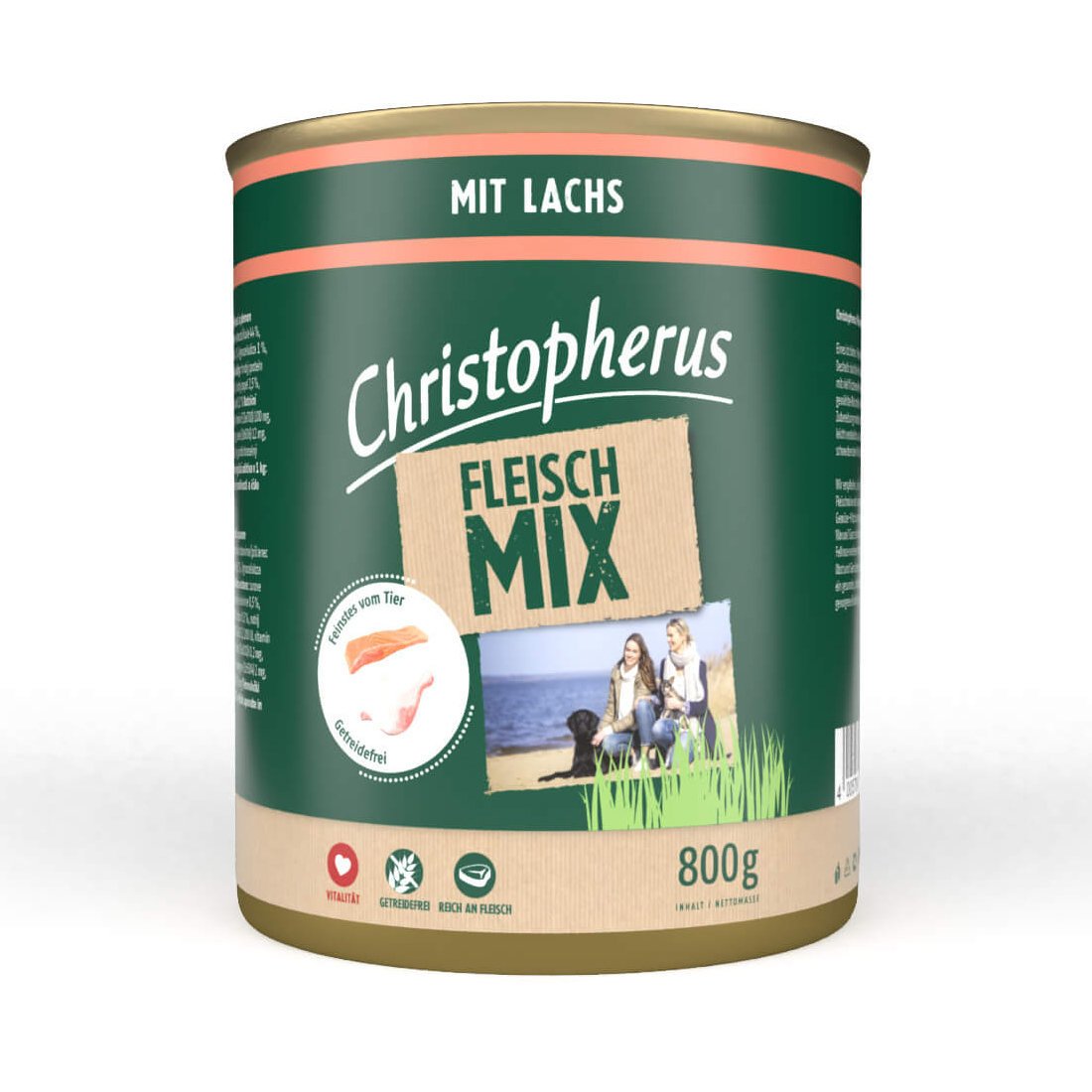 Christopherus Hundefutter Dose Fleischmix – mit Lachs 6x800g