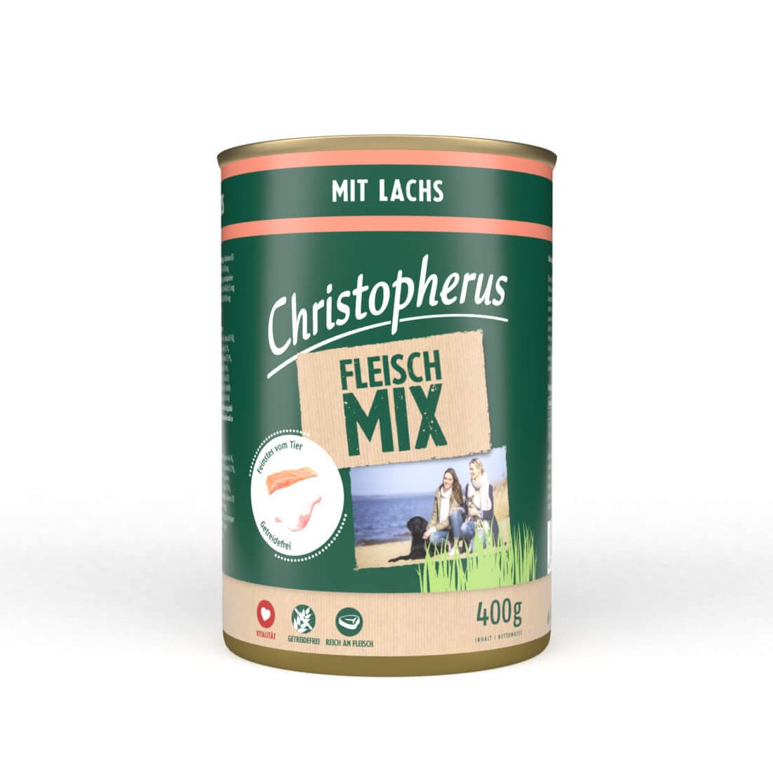 Christopherus Hundefutter Dose Fleischmix – mit Lachs 6x400g