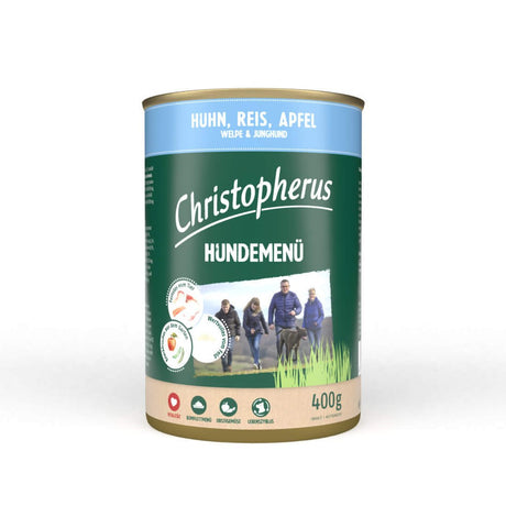 Christopherus Hundemenü Junior – mit Huhn, Reis, Apfel 6x400g