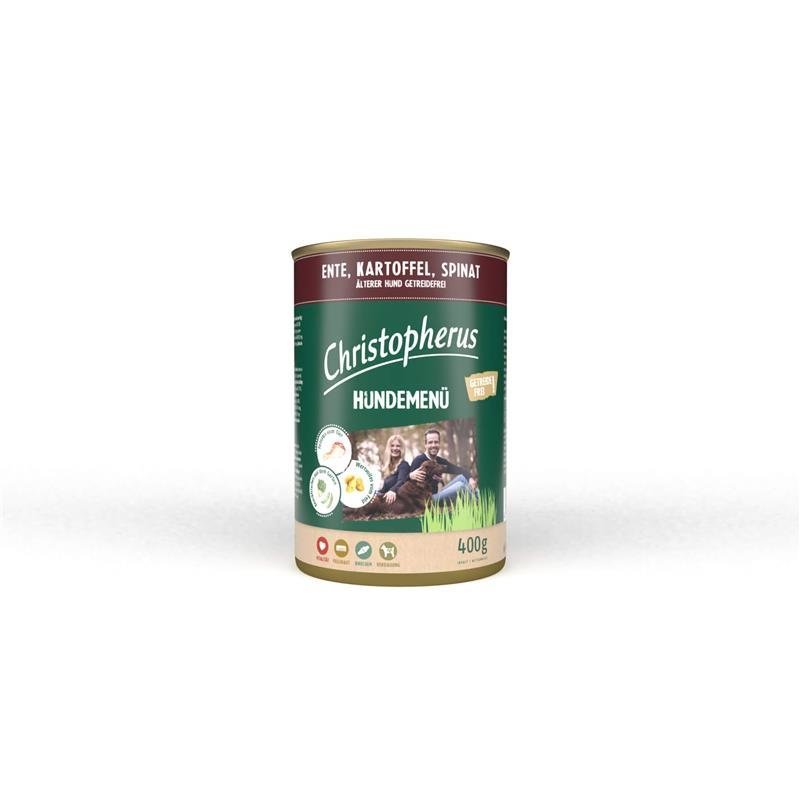 Christopherus Hundemenü Senior – mit Ente, Kartoffel, Spinat 6x400g