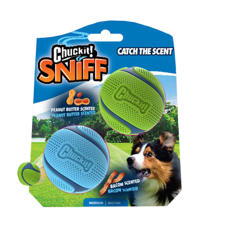 Chuckit! Sniff Fetch Ball Bacon & Peanut Butter – Bacon & Peanut Butter 2er Pack