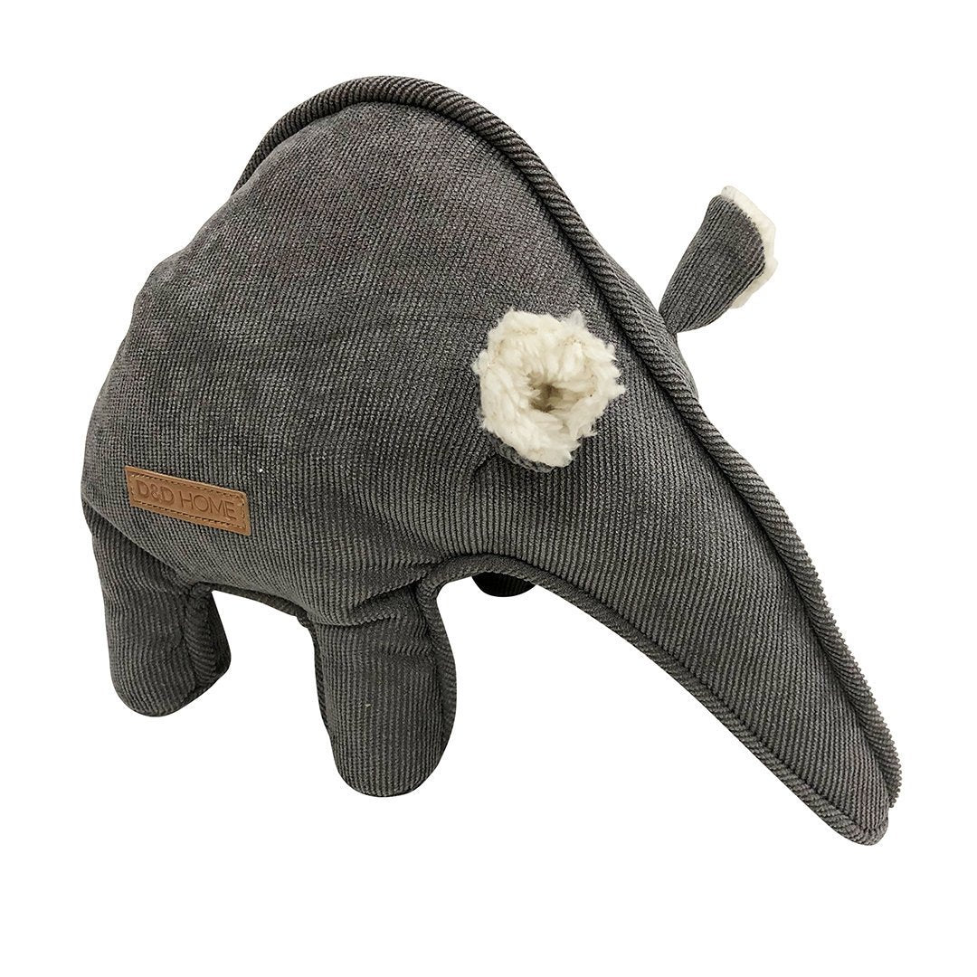 Hundespielzeug aus Cordsamt – Ameisenbär Liz, grau, 27 x 18 cm