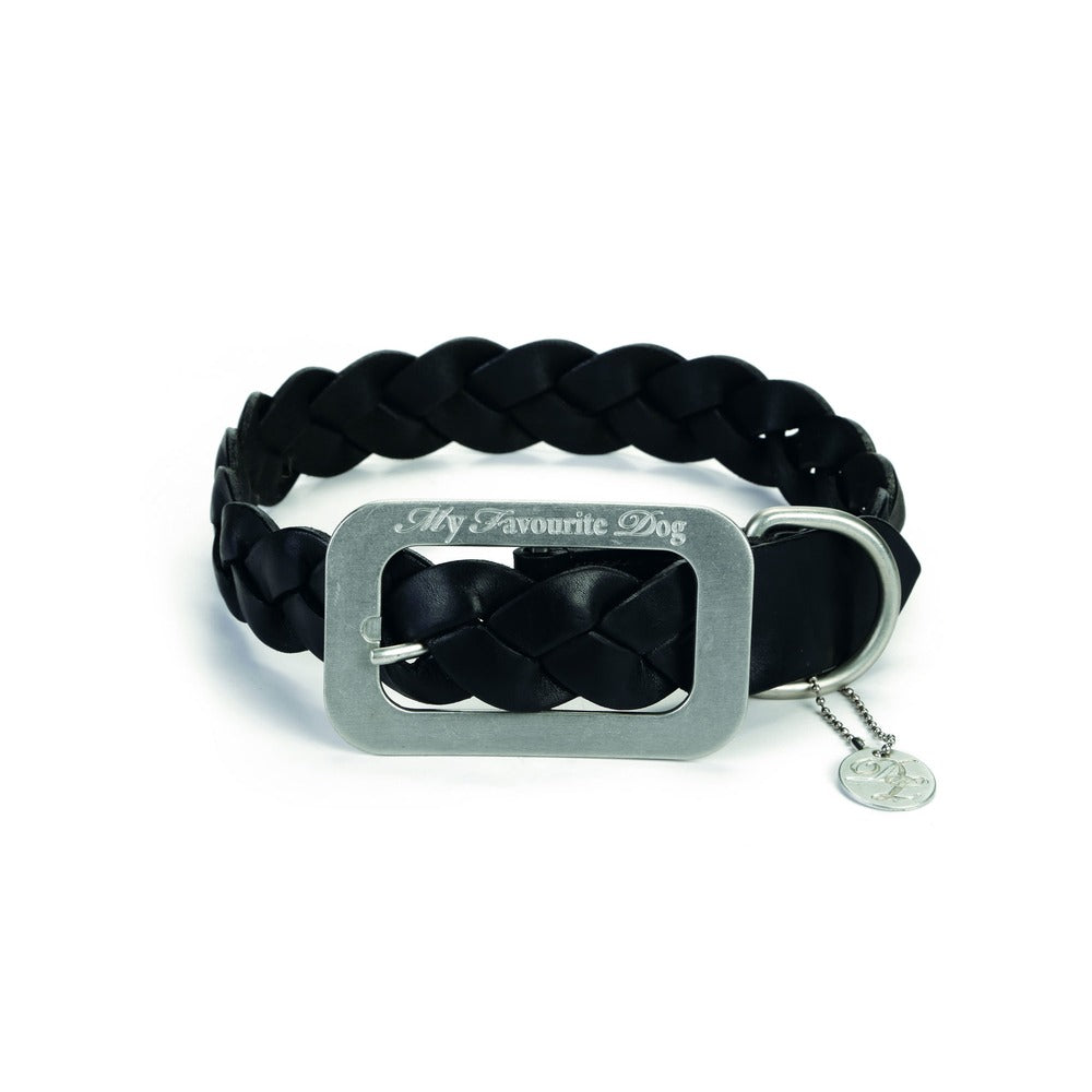 Designed By Lotte Lederhalsband für Hunde geflochten