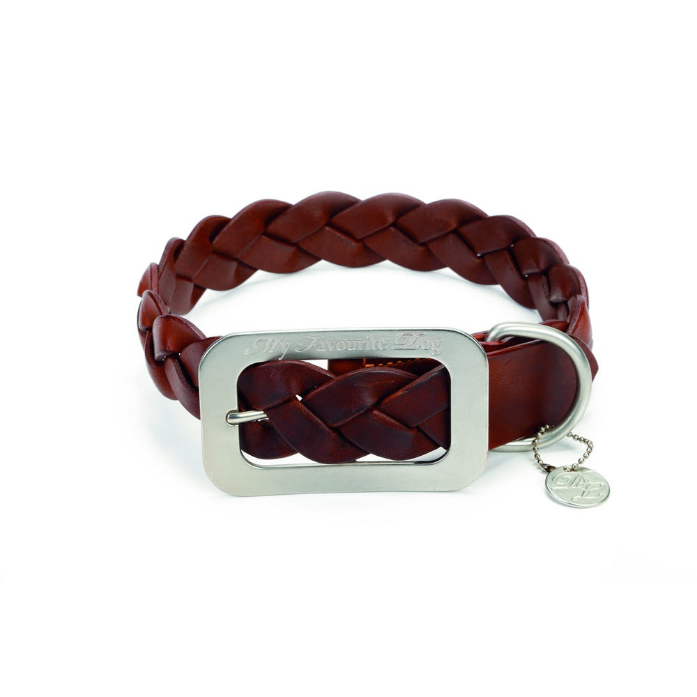 Designed By Lotte Lederhalsband für Hunde geflochten