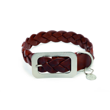 Designed By Lotte Lederhalsband für Hunde geflochten