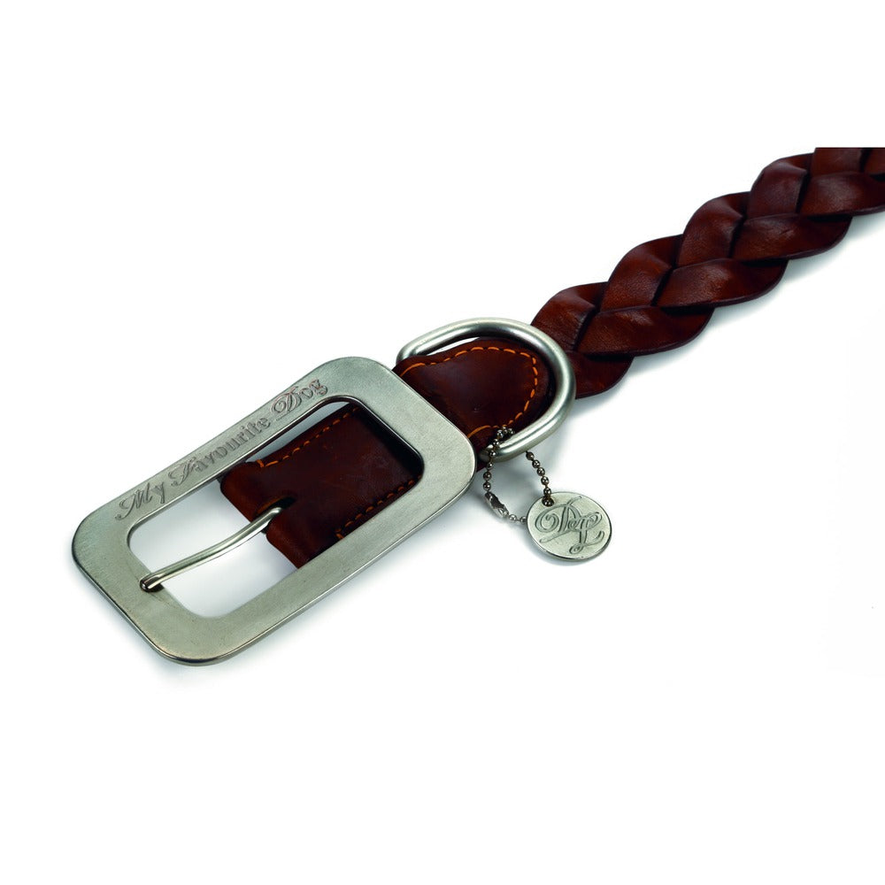 Designed By Lotte Lederhalsband für Hunde geflochten