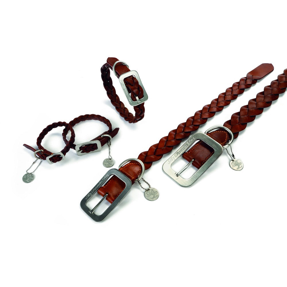 Designed By Lotte Lederhalsband für Hunde geflochten