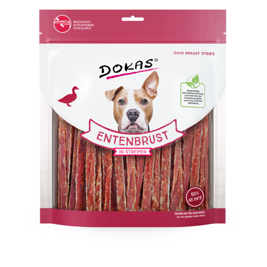 Dokas Hundesnack Entenbrust in Streifen Kaustreifen – 500g