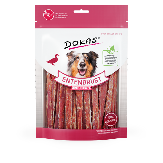 Dokas Hundesnack Entenbrust in Streifen Kaustreifen – 250g