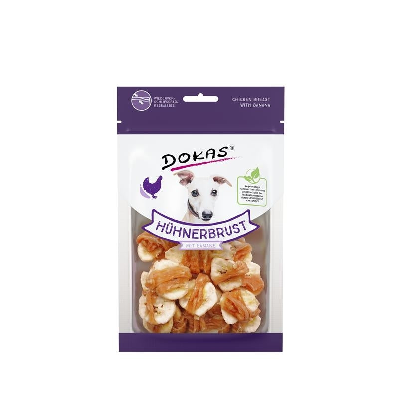 Dokas Hundesnack Hühnerbrustfilet mit Banane – 70g