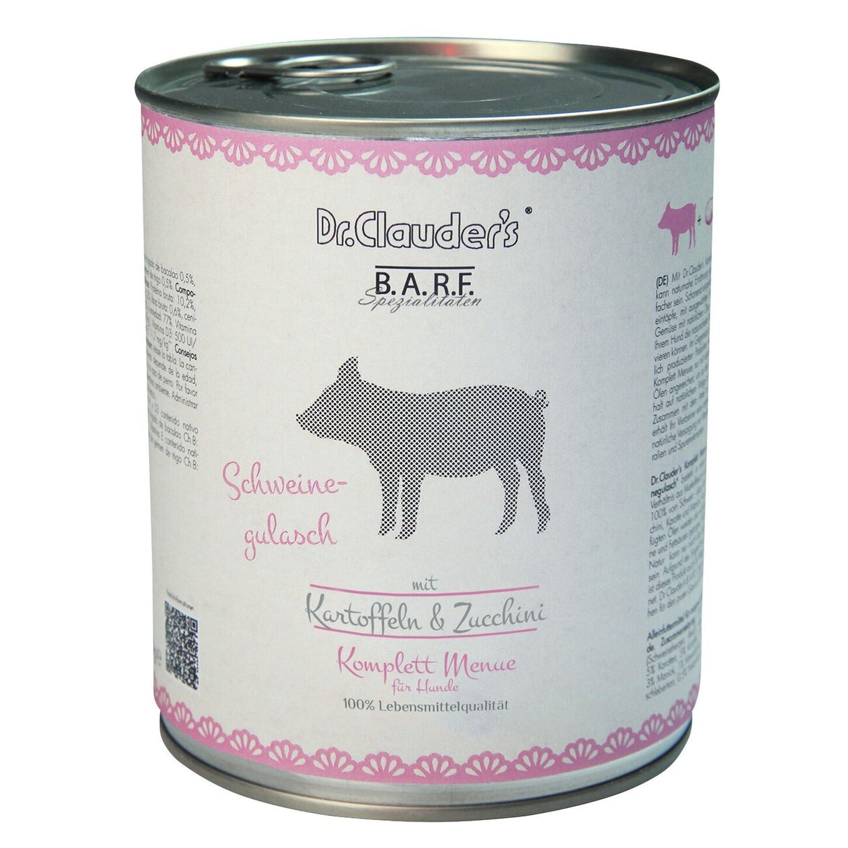 Dr. Clauders Barf Dog Komplettmenü Schweinegulasch – 6 x 800 g