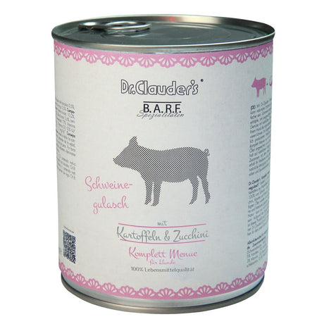 Dr. Clauders Barf Dog Komplettmenü Schweinegulasch – 6 x 800 g