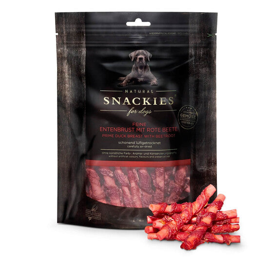 Snackies Feine Entenbrust mit Rote Beete für Hunde – Getreidefrei & fettarm