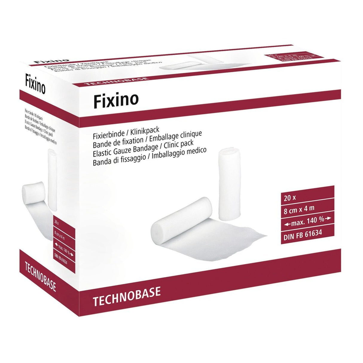 Pferde Fixierbinde Fixino – 8cm breit / 4m lang, 20 Stück im Klinikpack