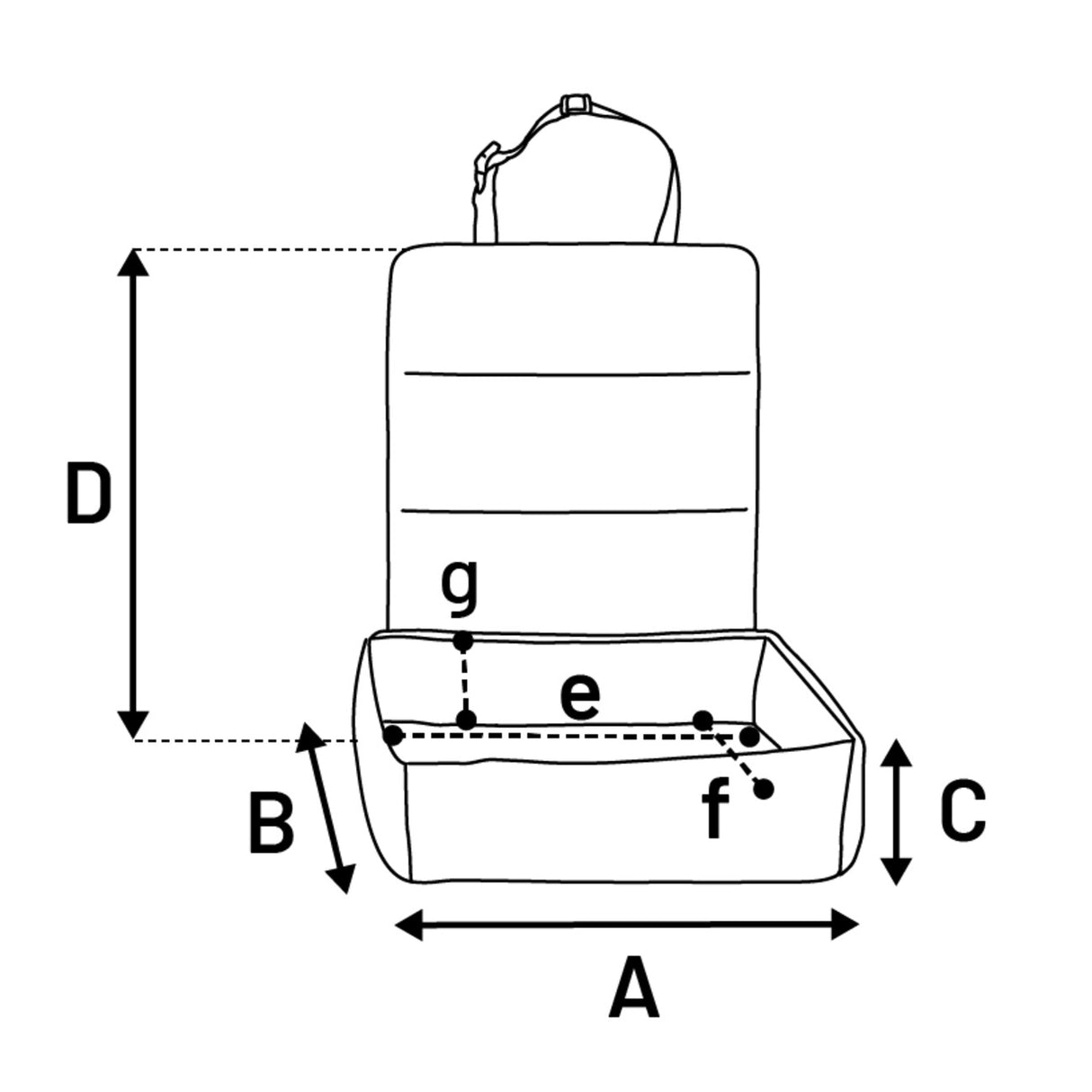 Autositz Beth Hellblau – Sicher & Komfortabel für deinen Hund – A:55cm B:46cm C:12cm D:62cm E:42cm F:32cm G:4cm