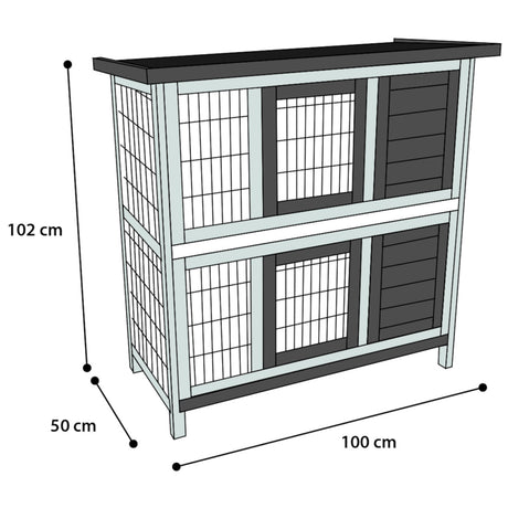 Kaninchenstall Combi 1 Rustic Grau