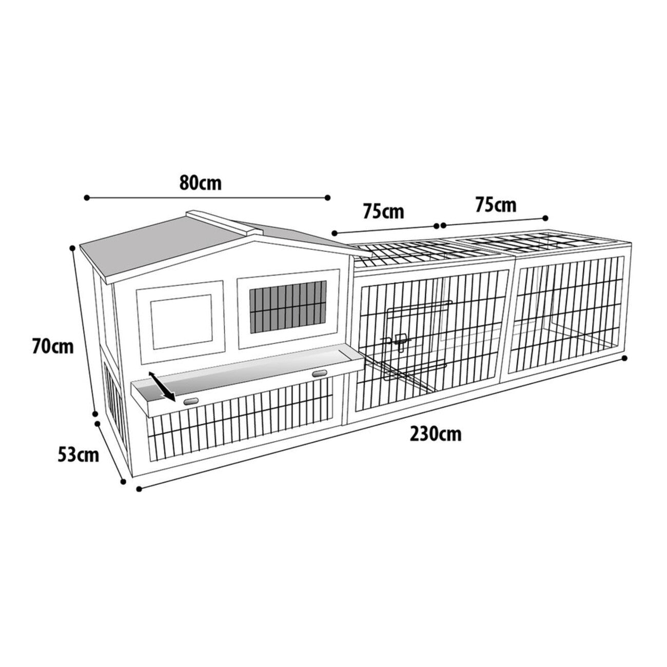 Kaninchenstall Jumbo Cottage  – Dein Traumzuhause für Mümmelmänner – 230 x 53 x 70 cm