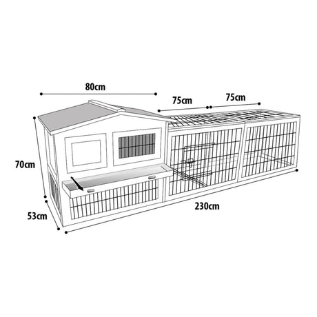 Kaninchenstall Jumbo Cottage  – Dein Traumzuhause für Mümmelmänner – 230 x 53 x 70 cm