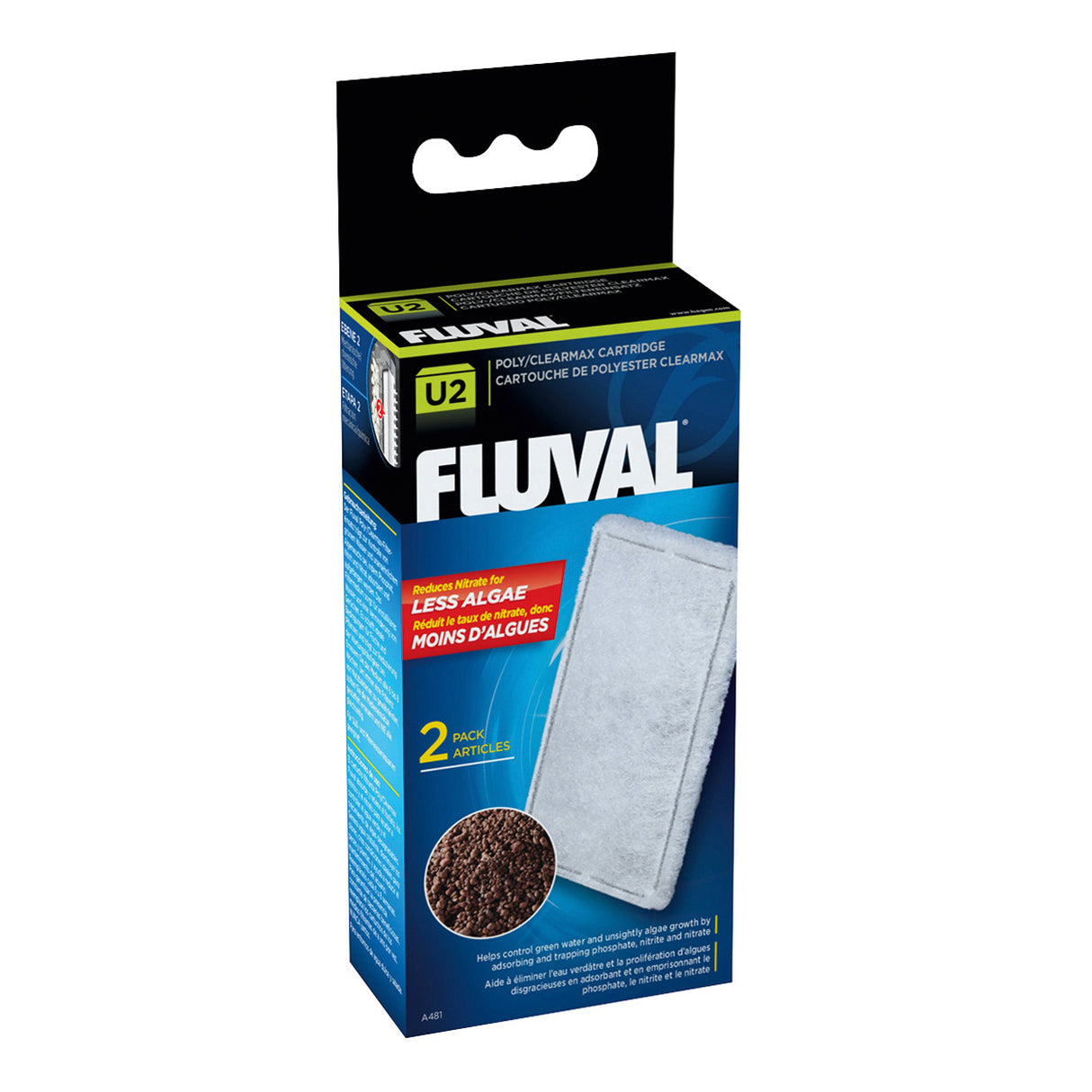 Fluval Filtermedien für U-Serien – Filtereinsatz 2er-Pack für U2  (1,5 x 11,3 x 6 cm)