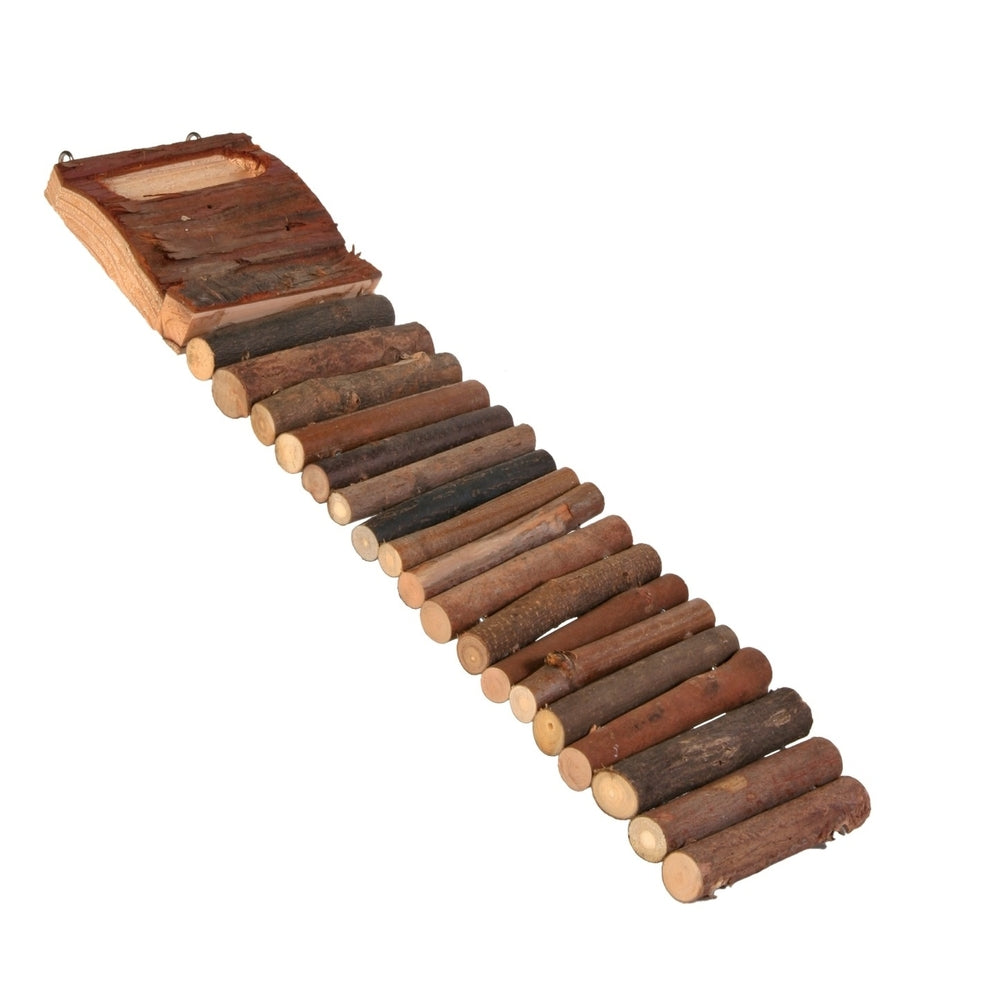 Hamsterleiter mit Futternapf aus Holz – 18 Sprossen, 27,5 x 7 cm