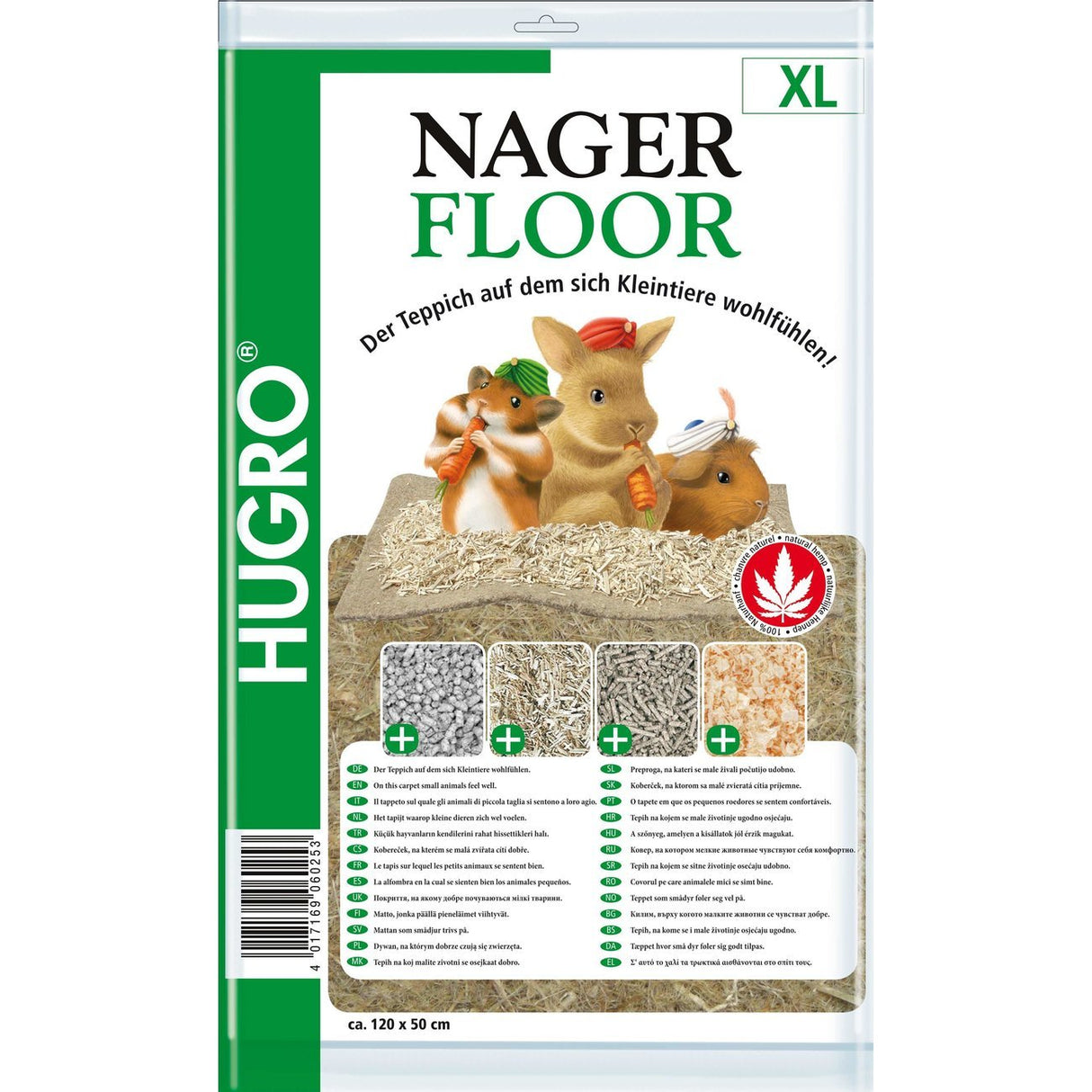Hugro Nagerteppich Nagerfloor Hanfmatte – XL 50x120cm