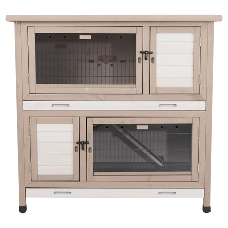 Kleintierstall mit zwei Etagen und Wärmedämmung – 116 × 113 × 65 cm, grau