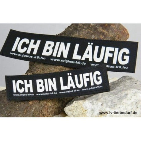Julius K9 Logo Klettsticker groß G-L – ICH BIN LÄUFIG