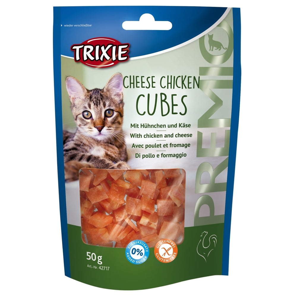 Katzenleckerlis Light Premio Cheese Chicken Cubes – Huhn mit Käse, 50 g
