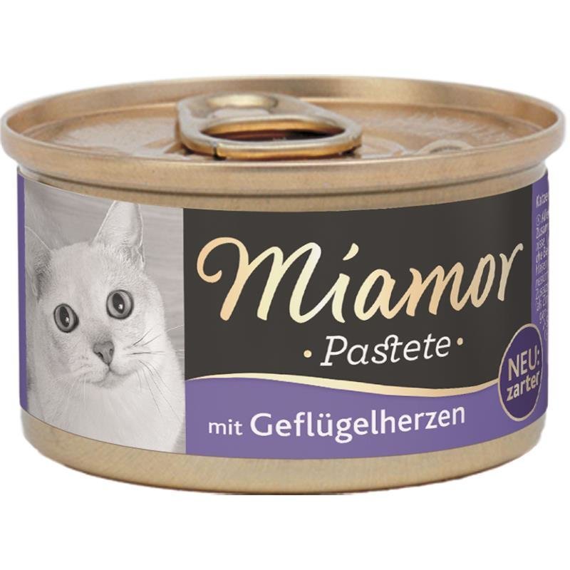 Katzenfutter Pastete in Dosen – Geflügelherzen 12x85g