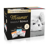 Miamor Ragout Royale in Jelly Multibox – 3 Sorten, Pute, Lachs, Kalb, 12x100g