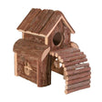 Nagerhaus mit Brücke Finn – Blockhaus mit Brücke, 13 x 20,5 x 20 cm