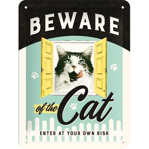Nostalgic-Art Beware of the Cat, Blechschild – 15 x 20 cm