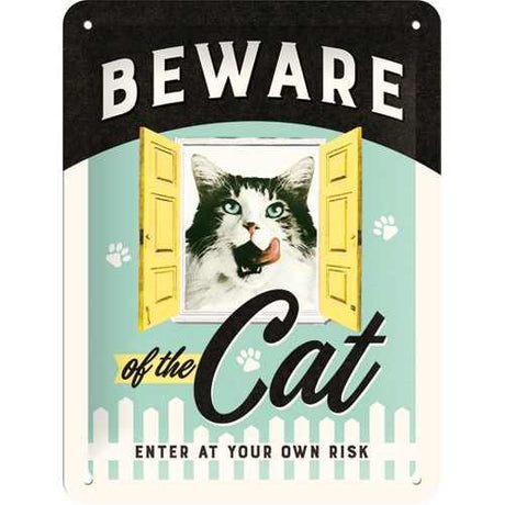 Nostalgic-Art Beware of the Cat, Blechschild – 15 x 20 cm