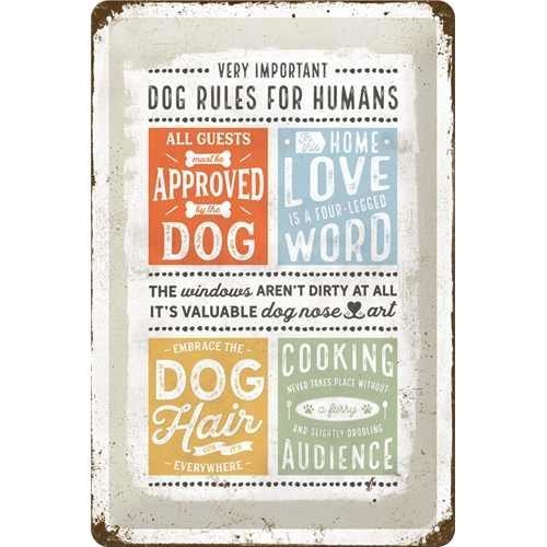 Nostalgic-Art Dog Rules, Blechschild – 20 x 30 cm