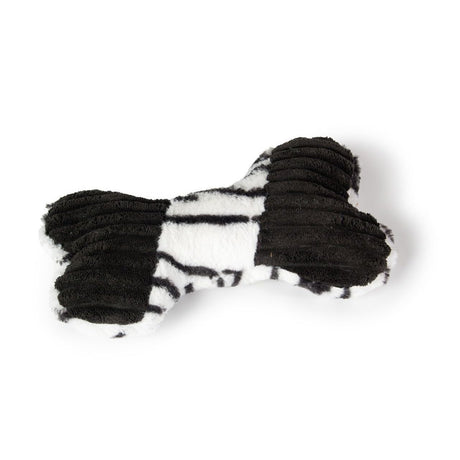 Plüschknochen Safari für Hunde – Myca -  L: 18 cm schwarz-weiss