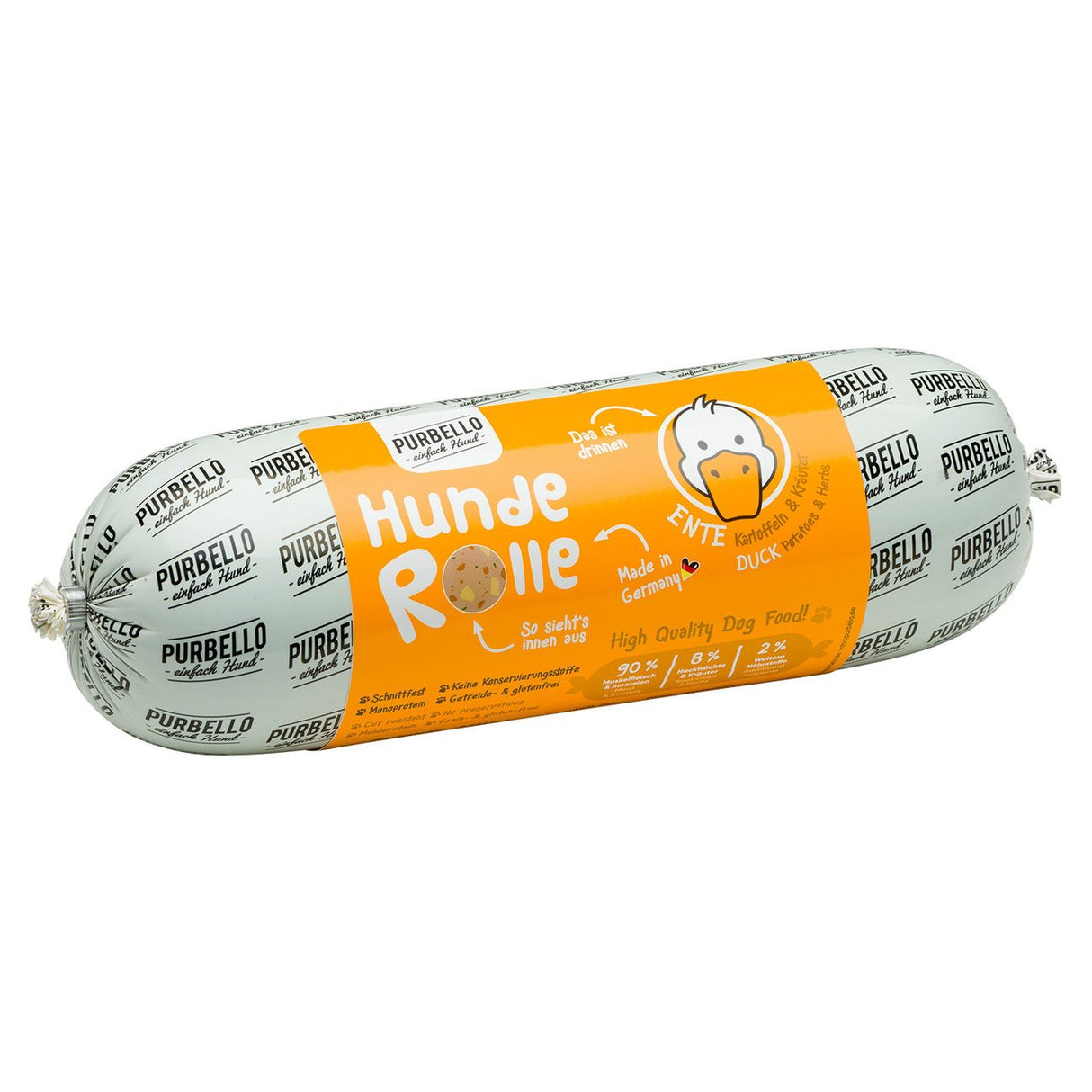 PurBello Hundewurst Hundefutter – Ente 800g