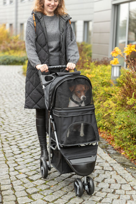 TRIXIE Hunde Buggy – gefedert, faltbar, bis 11 kg, 47×100×80 cm, schwarz