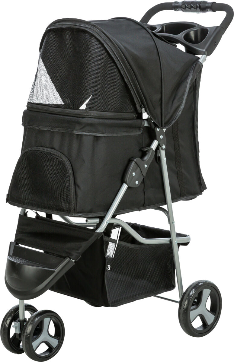 TRIXIE Hunde Buggy – gefedert, faltbar, bis 11 kg, 47×100×80 cm, schwarz