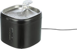TRIXIE Aqua Pure Trinkbrunnen für Hunde & Katzen – Edelstahlschale, 2 L, Wasserstandsanzeige
