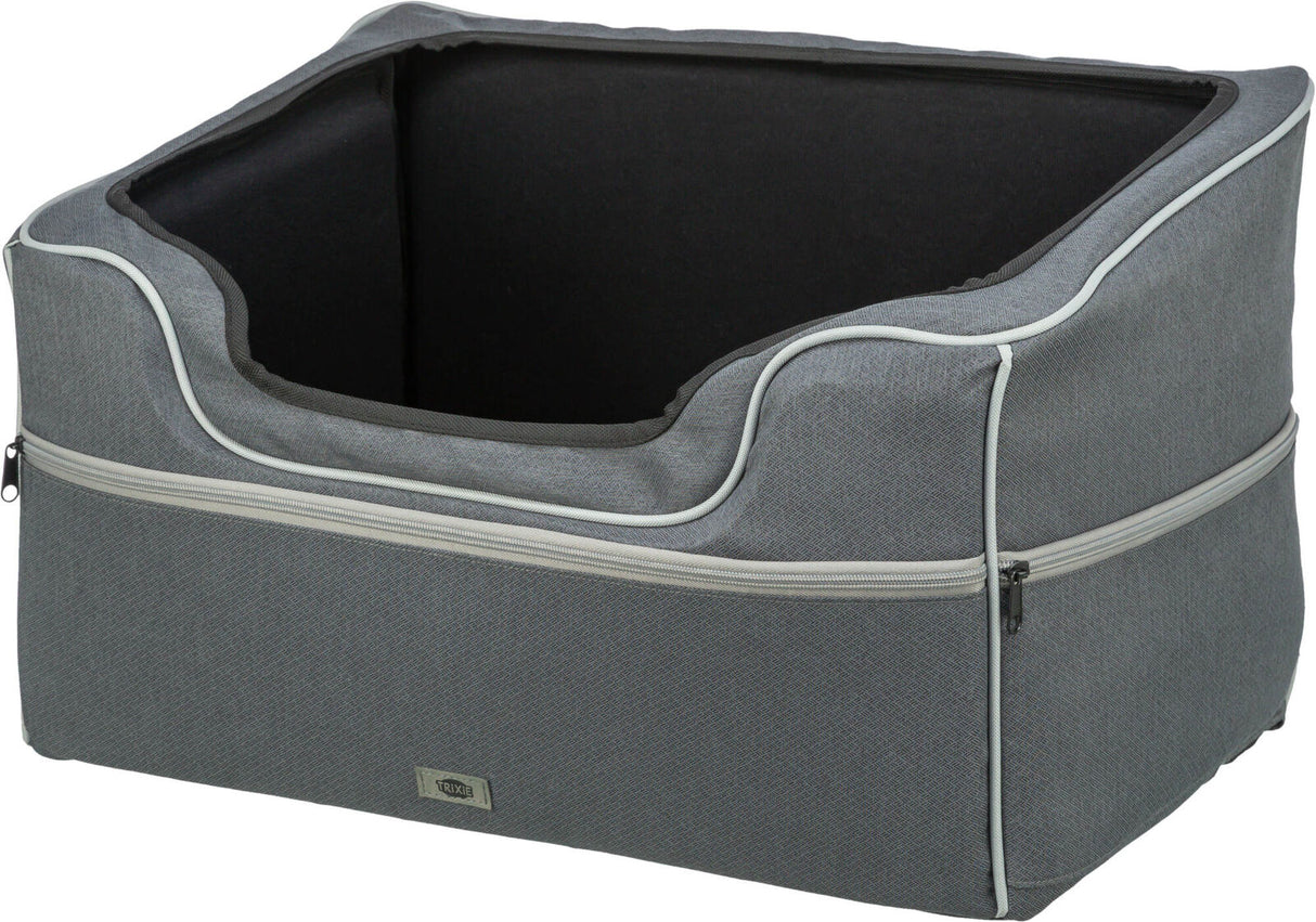 TRIXIE Autositz Hund faltbar – Teddyplüsch, Gurtdurchführung, bis 10 kg, 56×37×36 cm