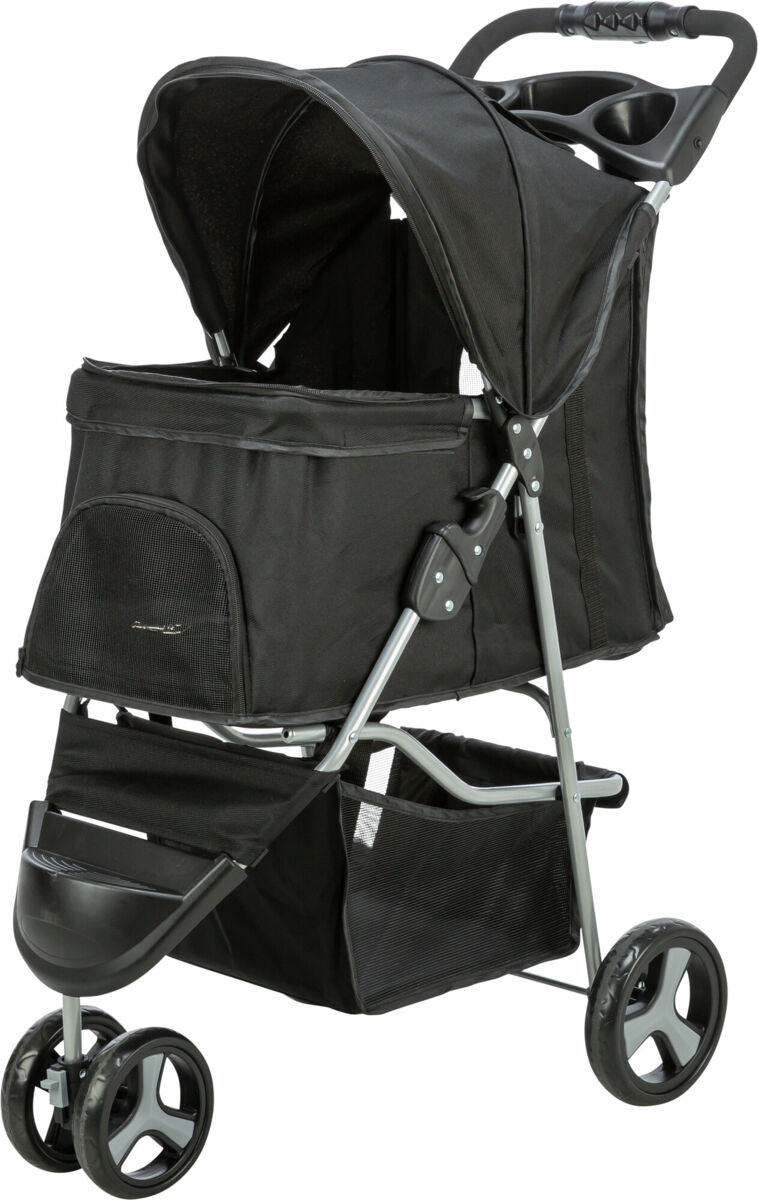 TRIXIE Hunde Buggy – gefedert, faltbar, bis 11 kg, 47×100×80 cm, schwarz
