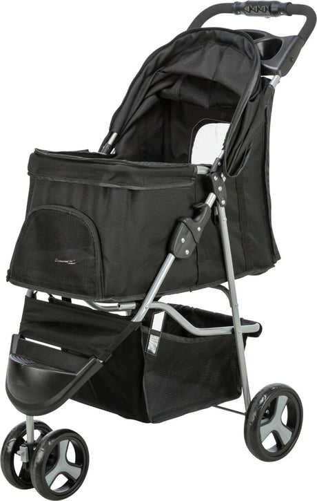 TRIXIE Hunde Buggy – gefedert, faltbar, bis 11 kg, 47×100×80 cm, schwarz