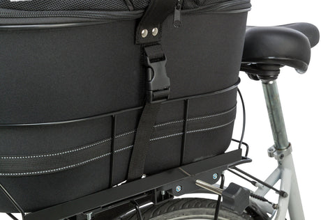 TRIXIE Hundefahrradkorb Gepäckträger – bis 6 kg, Netz-Abdeckung, Kurzleine, schwarz