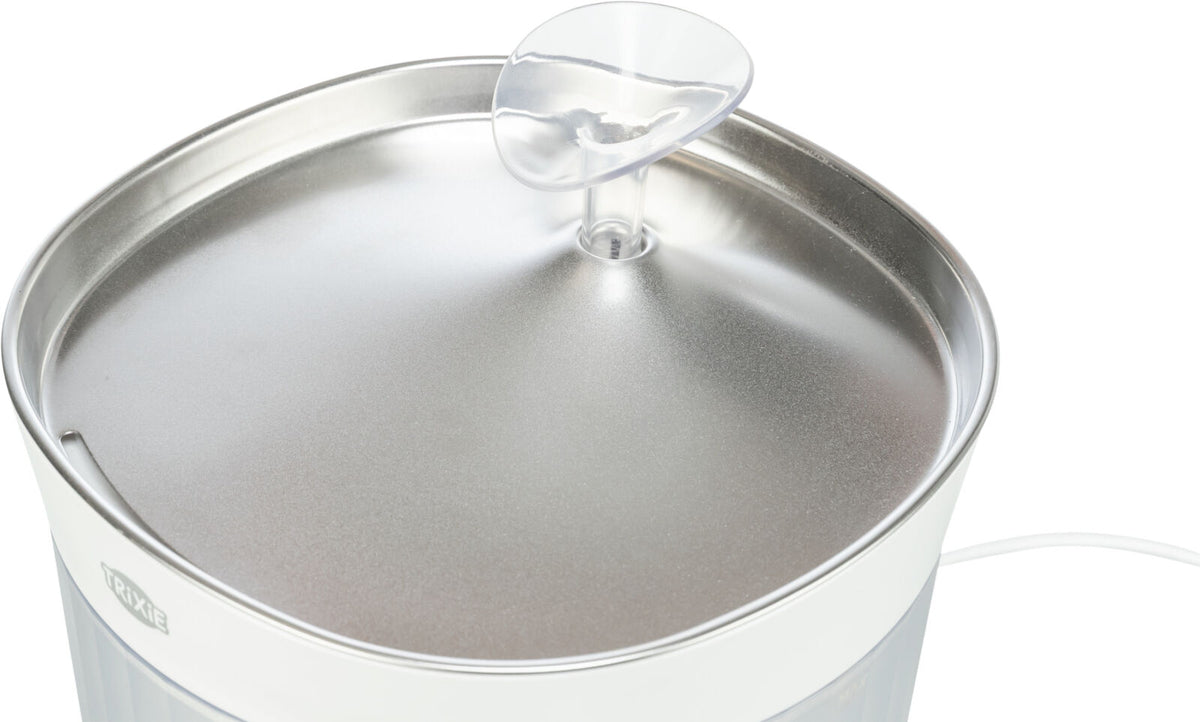 TRIXIE Aqua Clear Trinkbrunnen für Hunde – Edelstahlschale, 2,5 L, USB