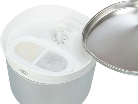 TRIXIE Aqua Clear Trinkbrunnen für Hunde – Edelstahlschale, 2,5 L, USB