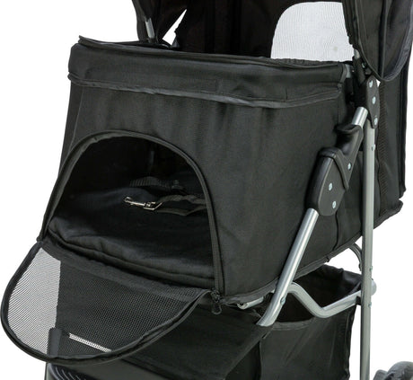 TRIXIE Hunde Buggy – gefedert, faltbar, bis 11 kg, 47×100×80 cm, schwarz