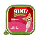 Rinti Gold Mini Nassfutter für kleine Hunde – Rind & Perlhuhn 16x100g